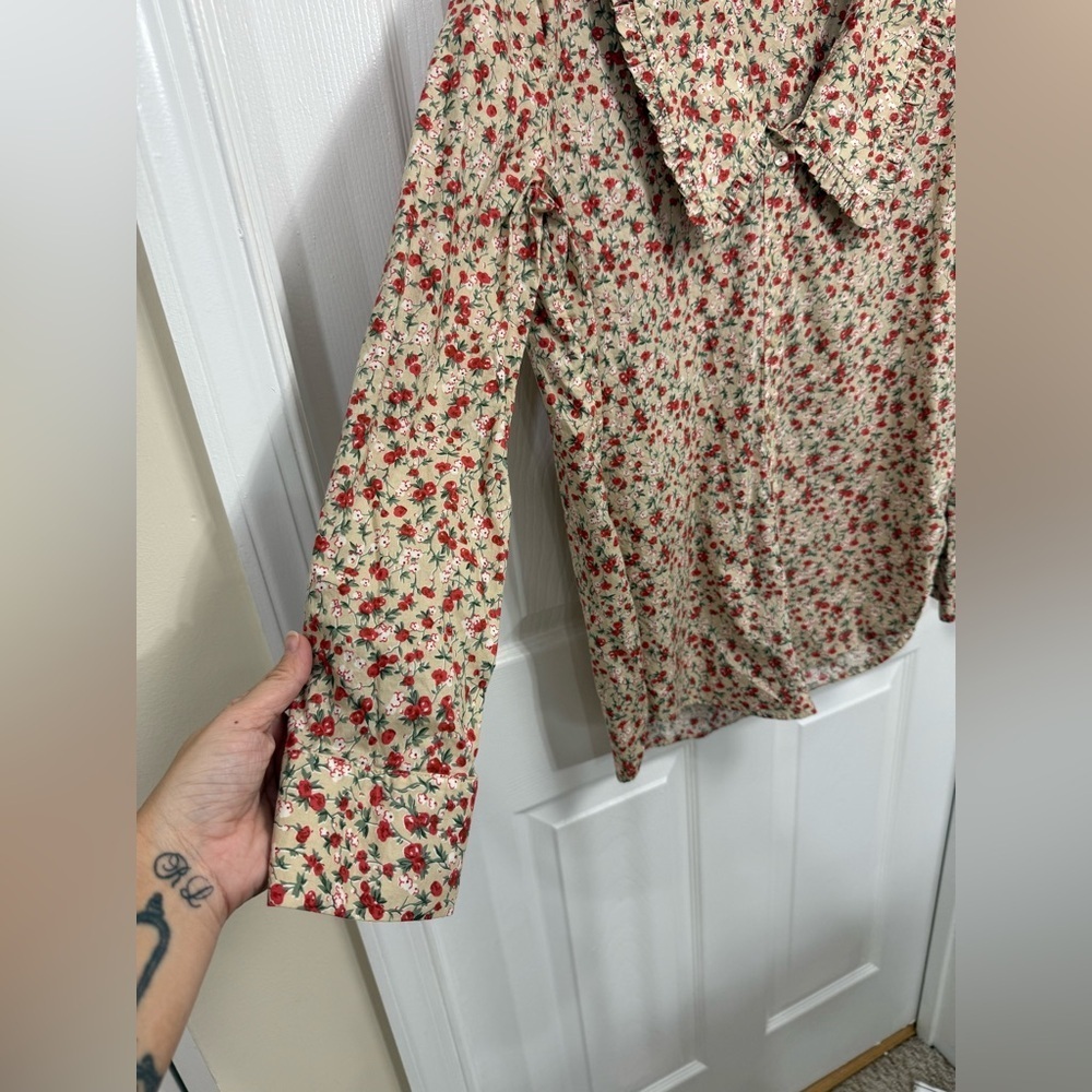English Factory Floral Collared Button Up Top Size Small Prairie Cottagecore - Picture 5 of 6